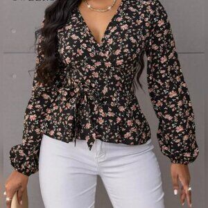 Floral Black and Pink Women's Top